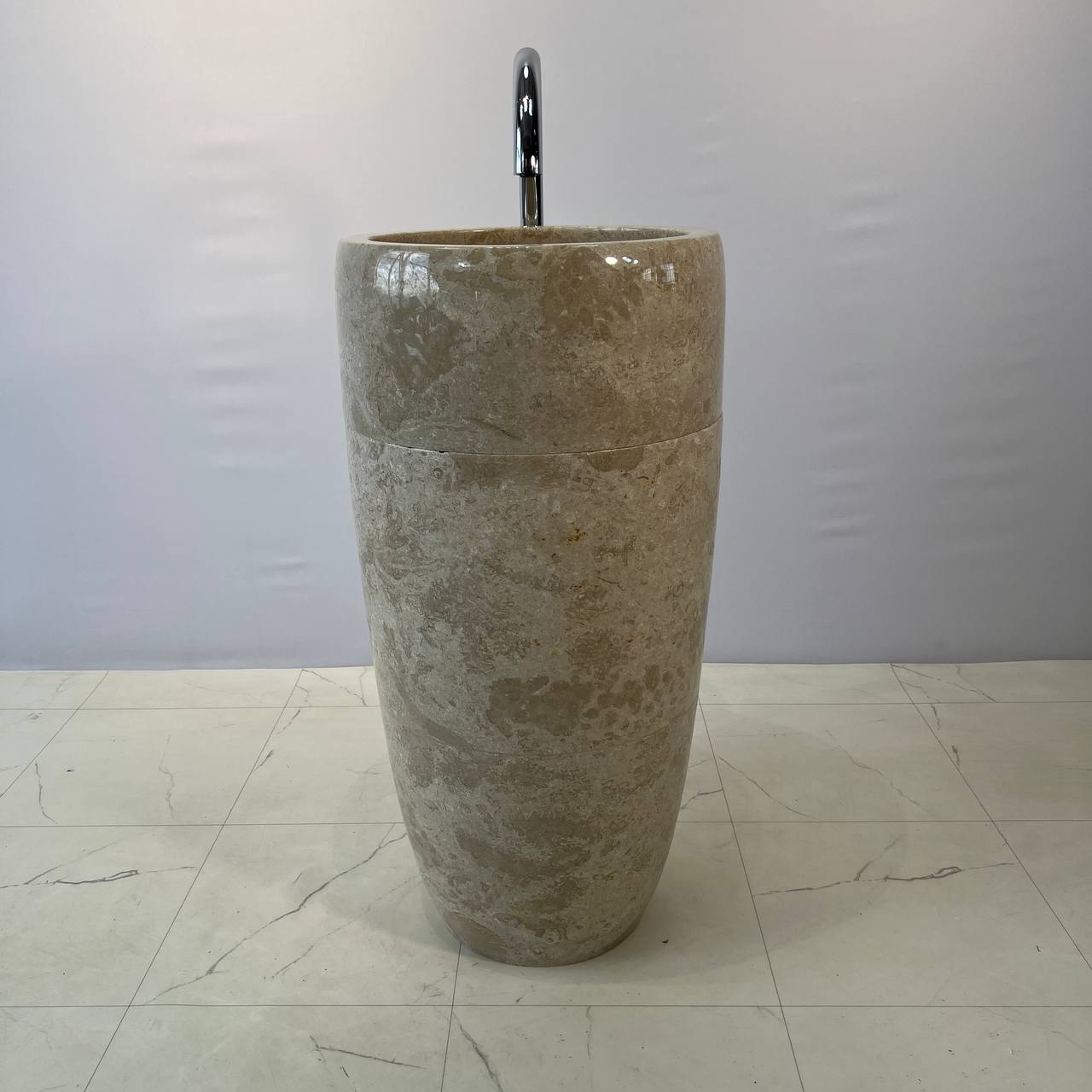 Раковина напольная из мрамора Round Midle Cream MN-67055 45*45*90