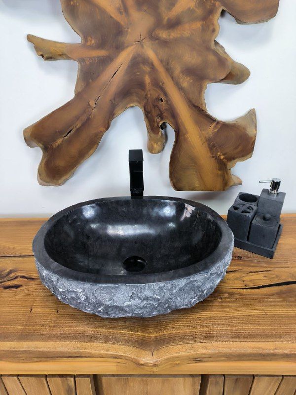 Раковина из мрамора Erozy Black EM-66617 51х38х15 из натурального камня