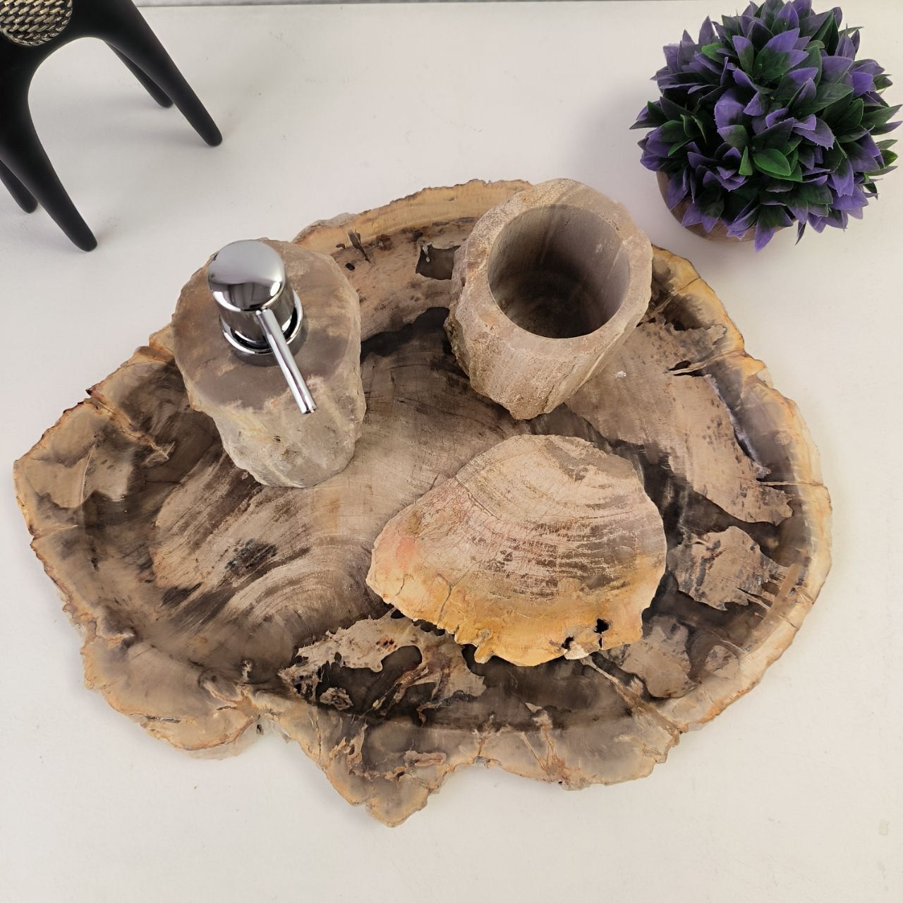 Набор из окаменелого дерева 4 предм Fossil Set NF-62858 поднос 35см*44см