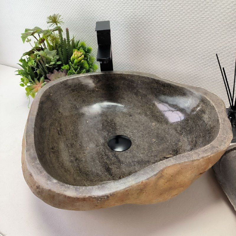 Раковина из речного камня RS-63363 (53*48*15) из натурального камня