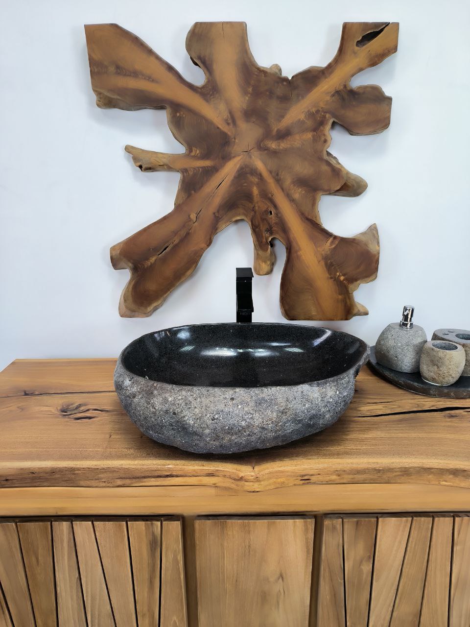 Раковина из речного камня RS-66292 58х42х15 из натурального камня