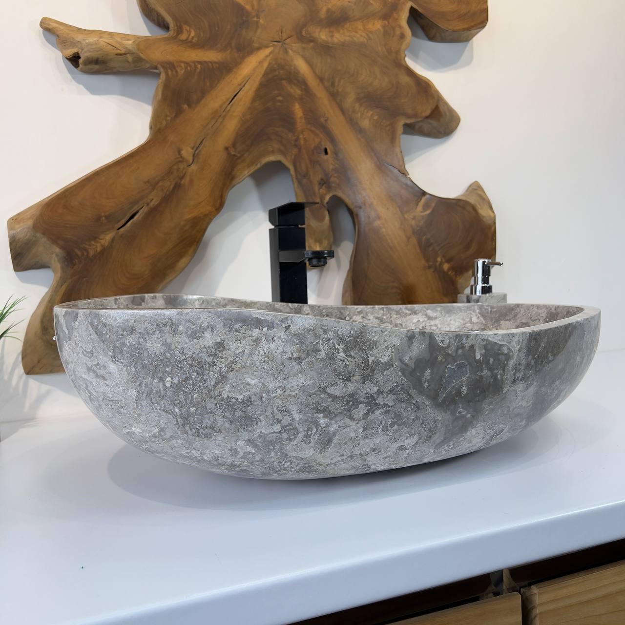 Раковина из мрамора Oval Grey OM-66802 60*40*18 из натурального камня