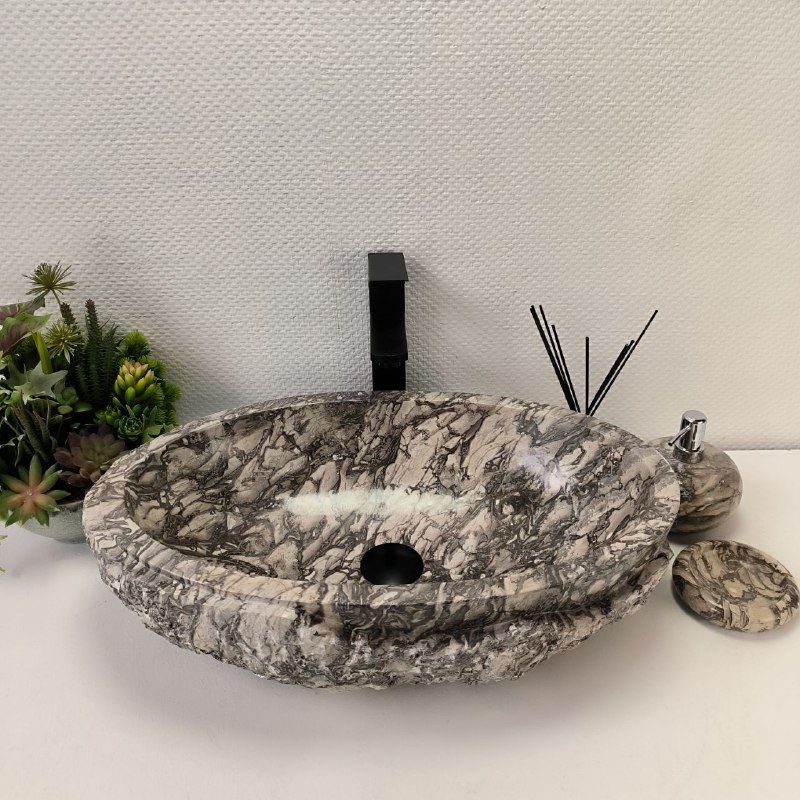 Раковина из мрамора Oval Doreng Marmo Wave OM-62897 57*38*15из натурального камня