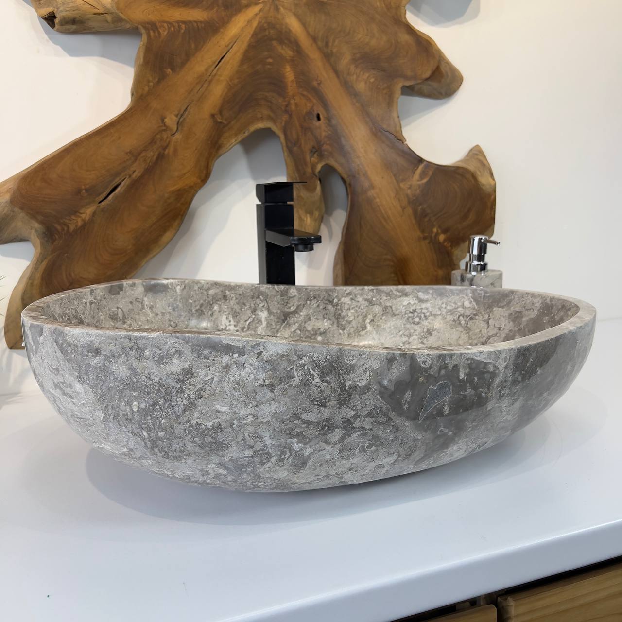 Раковина из мрамора Oval Grey OM-66802 60*40*18 из натурального камня