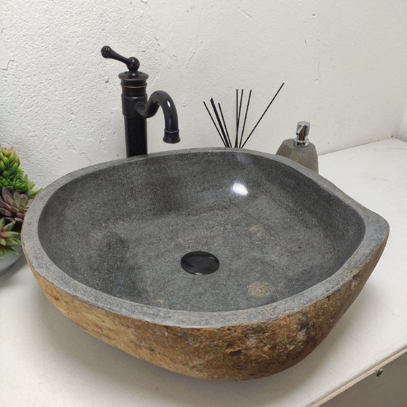 Раковина из речного камня RS-62044 (54*51*16) из натурального камня