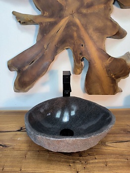 Раковина из речного камня RS-66743 38х33х15 из натурального камня