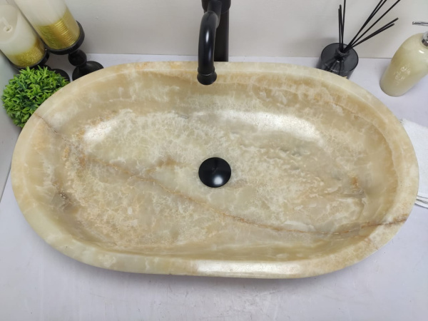 Раковина из оникса Oval Sink Yellow OO-00573 (70*40*13см)