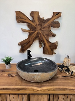 Раковина из речного камня RS-65906 60х43х14 из натурального камня