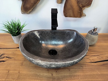 Раковина из речного камня RS-65786 46х32х16 из натурального камня