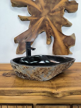Раковина из речного камня RS-66511 59х39х14 из натурального камня
