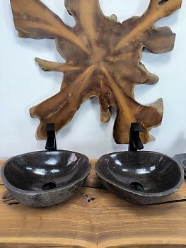 Раковина из речного камня ПАРА! RS-66347 42х32х15 из натурального камня
