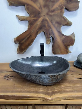 Раковина из речного камня RS-66421 56х37х15 из натурального камня
