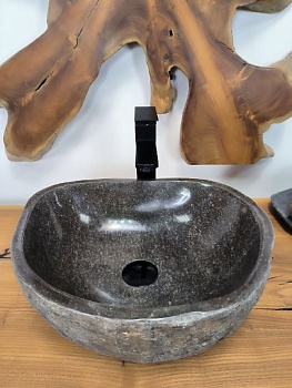 Раковина из речного камня RS-66284 42х34х15 из натурального камня
