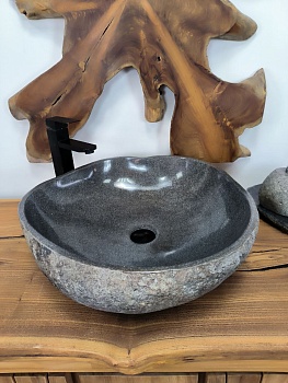 Раковина из речного камня RS-66288 53х49х15 из натурального камня