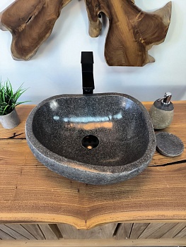 Раковина из речного камня RS-65787 44х36х15 из натурального камня