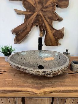 Раковина из речного камня RS-65797 60х40х15 из натурального камня