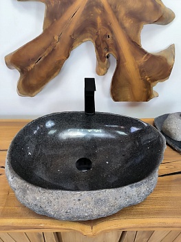 Раковина из речного камня RS-66292 58х42х15 из натурального камня