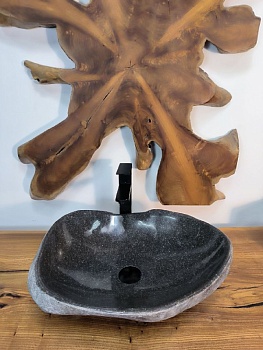 Раковина из речного камня RS-66669 52х44х15 из натурального камня