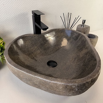 Раковина из речного камня RS-65380 53*49*15 из натурального камня