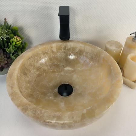 Каменная раковина из оникса Bowl Yellow BO-04251 (40*40*15) 0196 из натурального камня