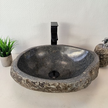 Раковина из речного камня RS-66010 48х37х15 из натурального камня