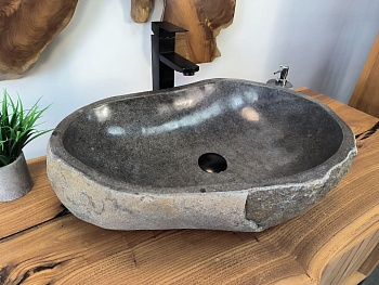 Раковина из речного камня RS-65804 60х42х15 из натурального камня