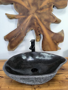 Раковина из речного камня RS-66701 58х41х15 из натурального камня