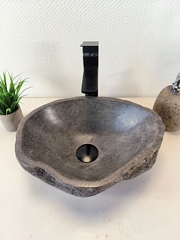 Раковина из речного камня RS-65957 39х30х14 из натурального камня