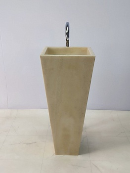 Раковина напольная из оникса Square Yellow ON-66246 40х40х90 из натурального камня