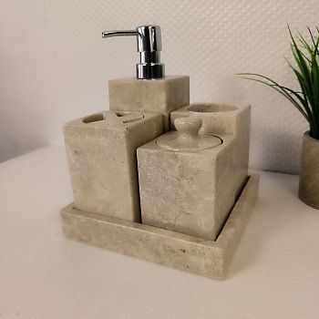 Набор из мрамора 7 предм Bhatroom Set Beige NM-65308 (17см*17см) квадрат 0896