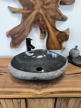 Раковина из речного камня RS-66479 54х46х15 из натурального камня