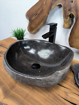 Раковина из речного камня RS-66343 45х39х15 из натурального камня