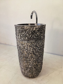 Раковина напольная из мрамора Pedestal Grey Marmo MN-65952 45х45х90 из натурального камня