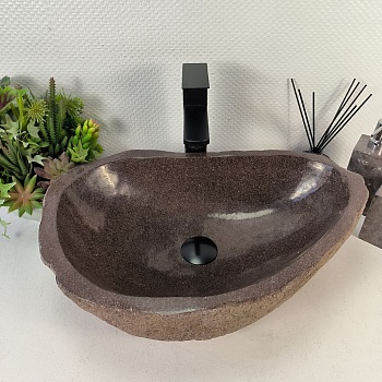 Раковина из речного камня RS-65568 53*37*15 из натурального камня