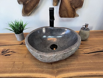 Раковина из речного камня RS-65781 43х37х14 из натурального камня