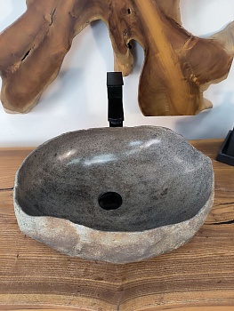 Раковина из речного камня RS-66659 47х37х16 из натурального камня