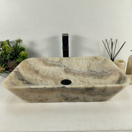 Каменная раковина из оникса Rectangle Big Grey EO-04613 (60*40*13) 0203 из натурального камня