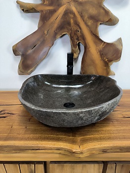 Раковина из речного камня RS-66565 53х47х15 из натурального камня