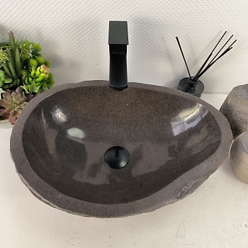 Раковина из речного камня RS-65593 50*35*15 из натурального камня