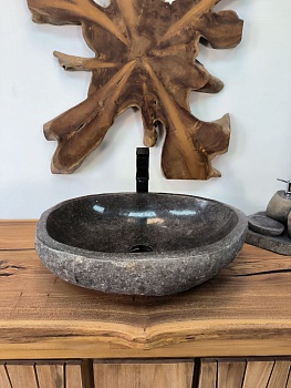 Раковина из речного камня RS-65877 58х42х15 из натурального камня