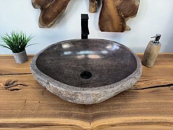 Раковина из речного камня RS-65810 54х45х15 из натурального камня