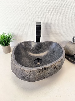 Раковина из речного камня RS-65974 39х37х15 из натурального камня