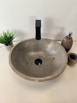Раковина из речного камня RS-65987 44х38х15 из натурального камня