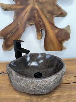 Раковина из речного камня RS-66314 42х34х15 из натурального камня
