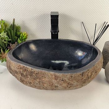 Раковина из речного камня RS-65413 43*31*15 из натурального камня
