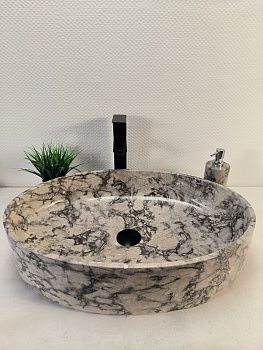 Раковина из мрамора Oval Doreng Grey Big OM-60097 (60*40*14)из натурального камня