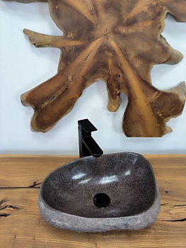 Раковина из речного камня RS-66307 41х31х15 из натурального камня