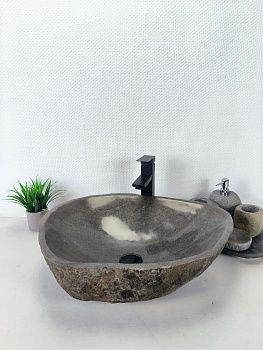 Раковина из речного камня RS-66188 56х43х15 из натурального камня