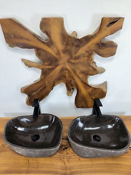 Раковина из речного камня ПАРА! RS-66530 49x34x14 натурального камня