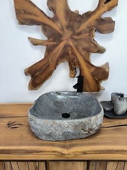 Раковина из речного камня RS-66319 50х42х15 из натурального камня